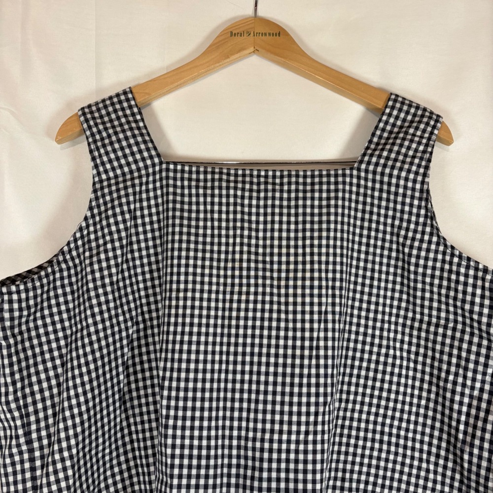 Nick & Sarah Plus Womens 2X Gingham Ruffle Hem Button Front Tank Top Black White - Picture 8 of 8